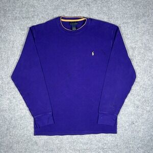 Polo Ralph Lauren Crewneck Sweater Men's Size‎ XL Purple Waffle Knit Box Fit